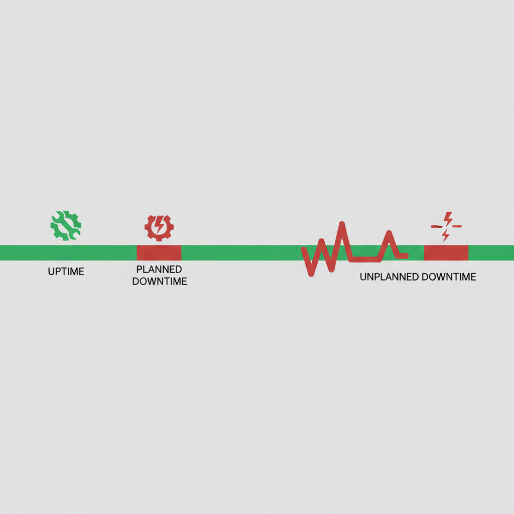 Sistem çalışma ve kesinti zamanlarını gösteren zaman çizelgesi görseli.