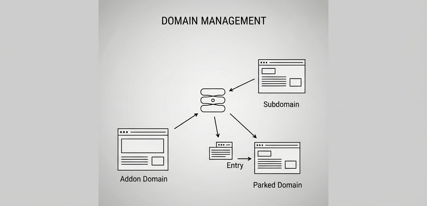 Use cPanel to effectively manage addon domains, subdomains, and website aliases.