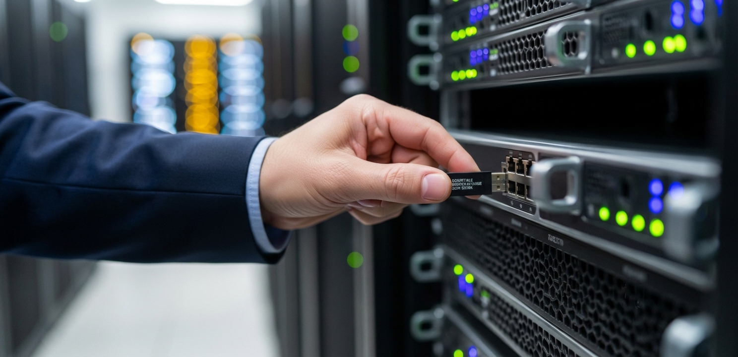Esxi Şifre Sıfırlama işlemi için sunucuya bir Linux Live USB ile müdahale edilir.