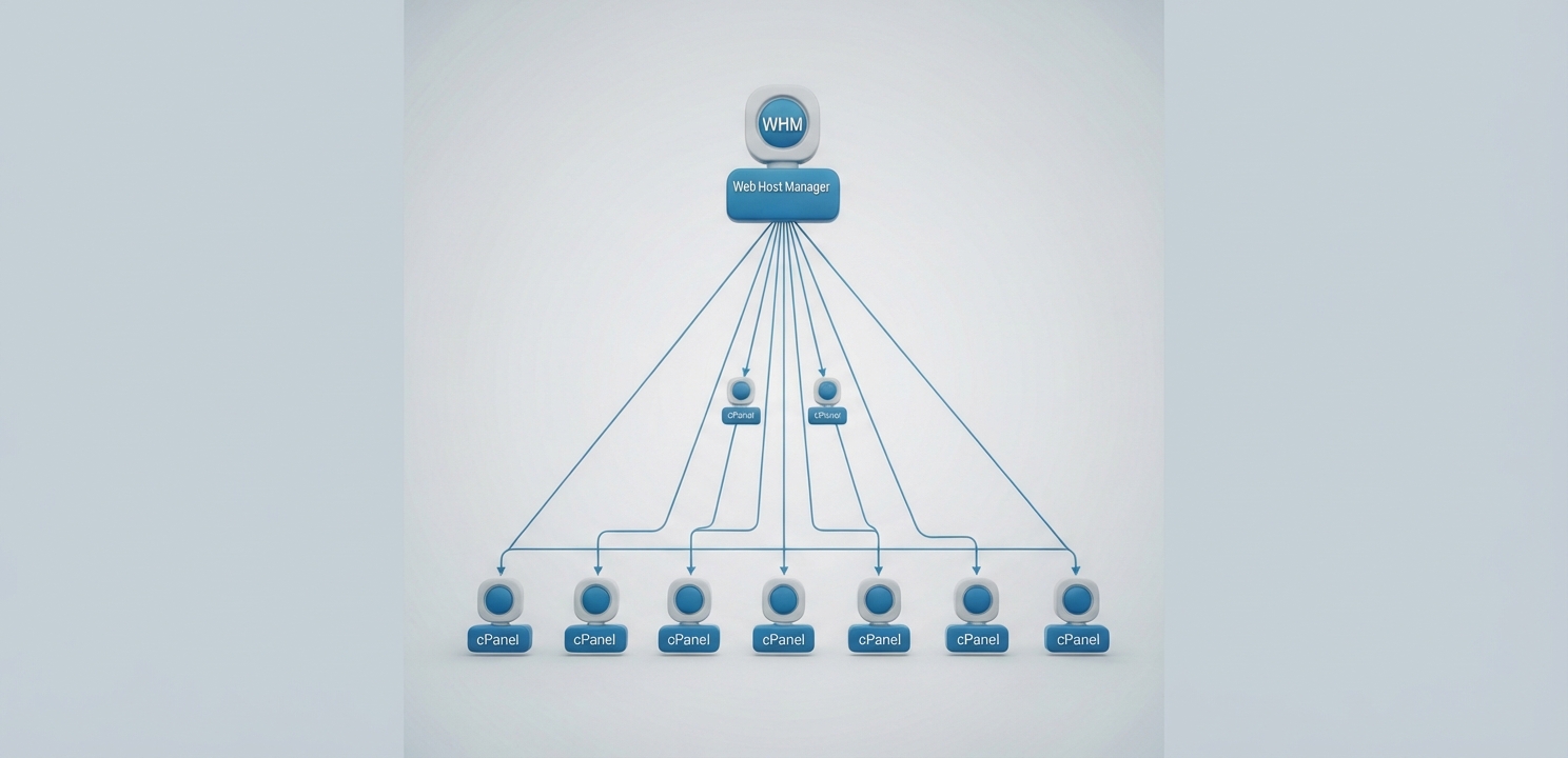 cPanel and WHM work together in a hierarchy to manage server environments effectively.