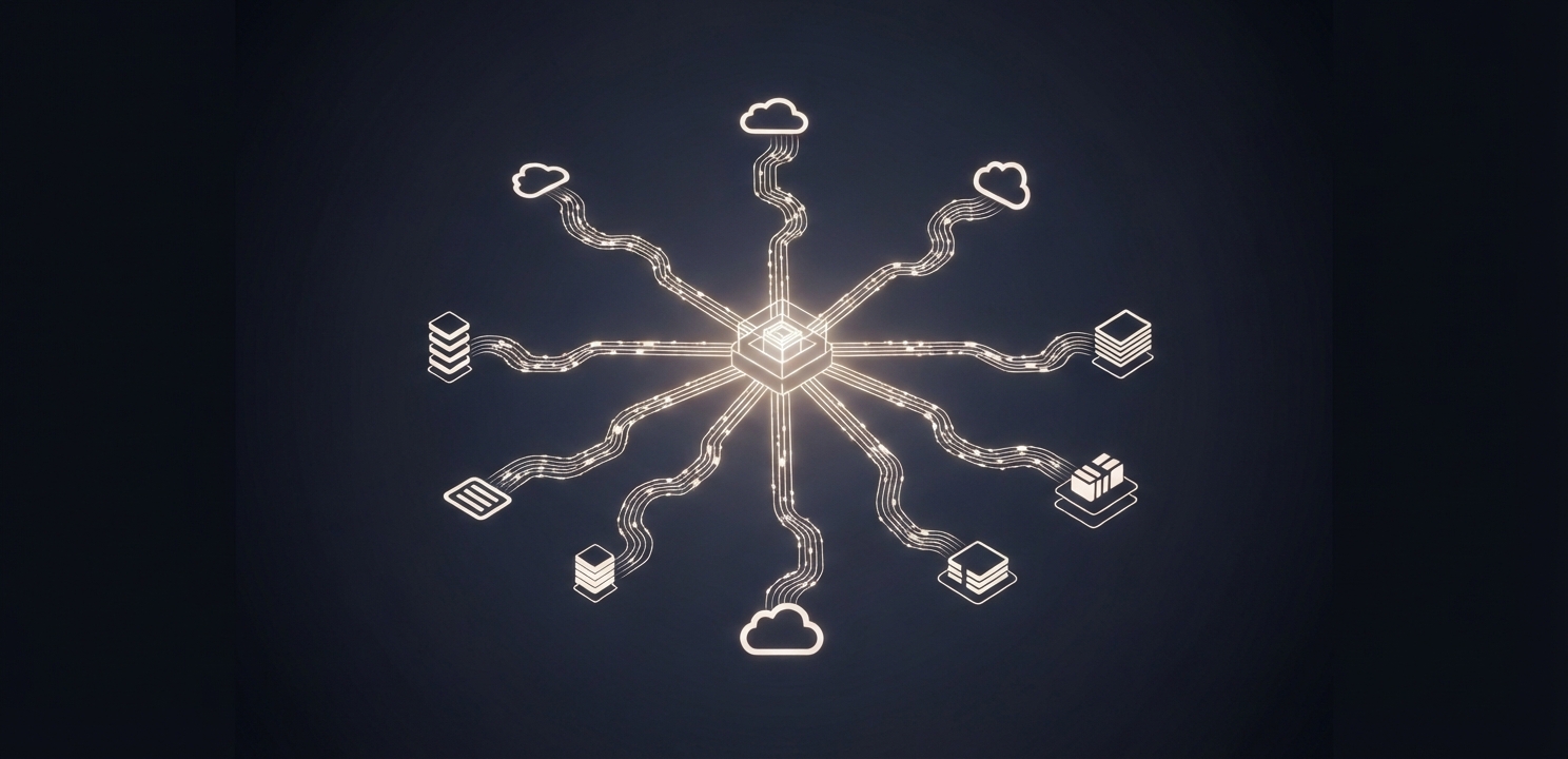 Conceptual view of centralized cloud management. VMware Cloud Services provide a unified control plane that simplifies complexity and enhances oversight.