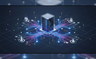 Abstract digital representation of secure email account management within a server environment.