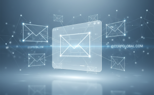 cPanel aracılığıyla kurumsal e-posta oluşturma adımlarını gösteren dijital konsept.