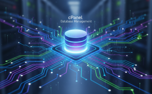 cPanel arayüzünde veritabanı ve kullanıcı yönetimi süreçlerini gösteren dijital görsel.