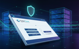 Web sitesi oluşturma paneli, dijital arayüz, performans ve güvenlik temaları.