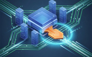 Abstract server configuration showing a reconfigured network port for improved web security.