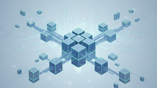 Abstract digital representation of a server's disk space expanding in a virtual environment.