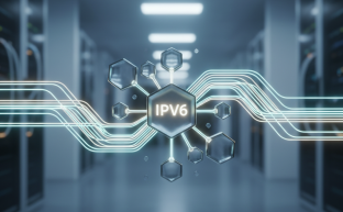 Abstract visualization of robust IPv6 network data flow connectivity