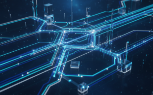 Digital illustration of organized network data streams flowing efficiently