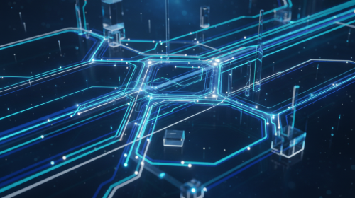 Digital illustration of organized network data streams flowing efficiently