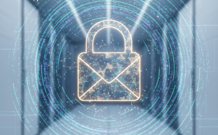 Abstract visualization of secure email, encrypted data, and efficient webmail management.