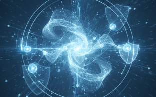 Digital network abstractly illustrating server operations and enhanced security features.