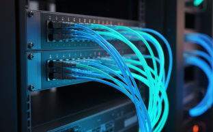 Modern network switch hardware illustrating logical segmentation of data traffic flows