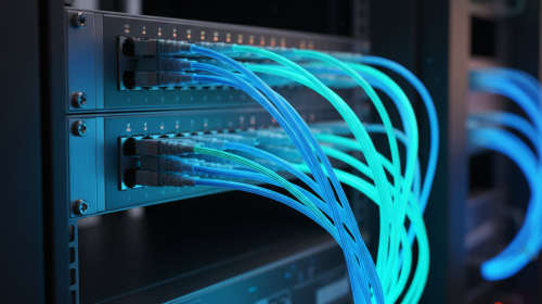 Modern network switch hardware illustrating logical segmentation of data traffic flows