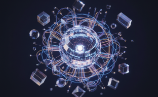 Abstract digital illustration representing a structured content management system platform