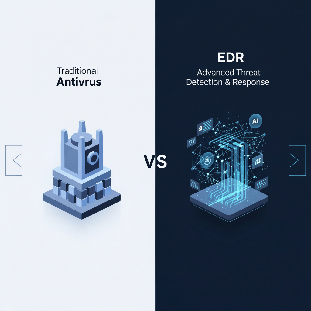 Antivirüs vs EDR: Kurumsal sunucular için iki siber güvenlik çözümünün temel farkları ve karşılaştırması.