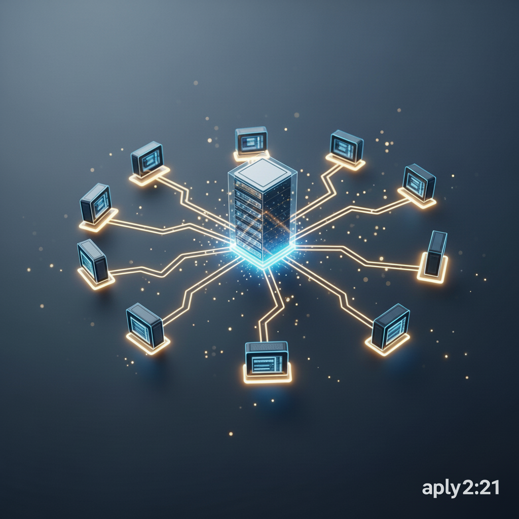 Cloud Hosting Nedir, kaynakların sanallaştırılması ve ağ üzerinde dağıtılması prensibini gösteren görsel bir temsil.