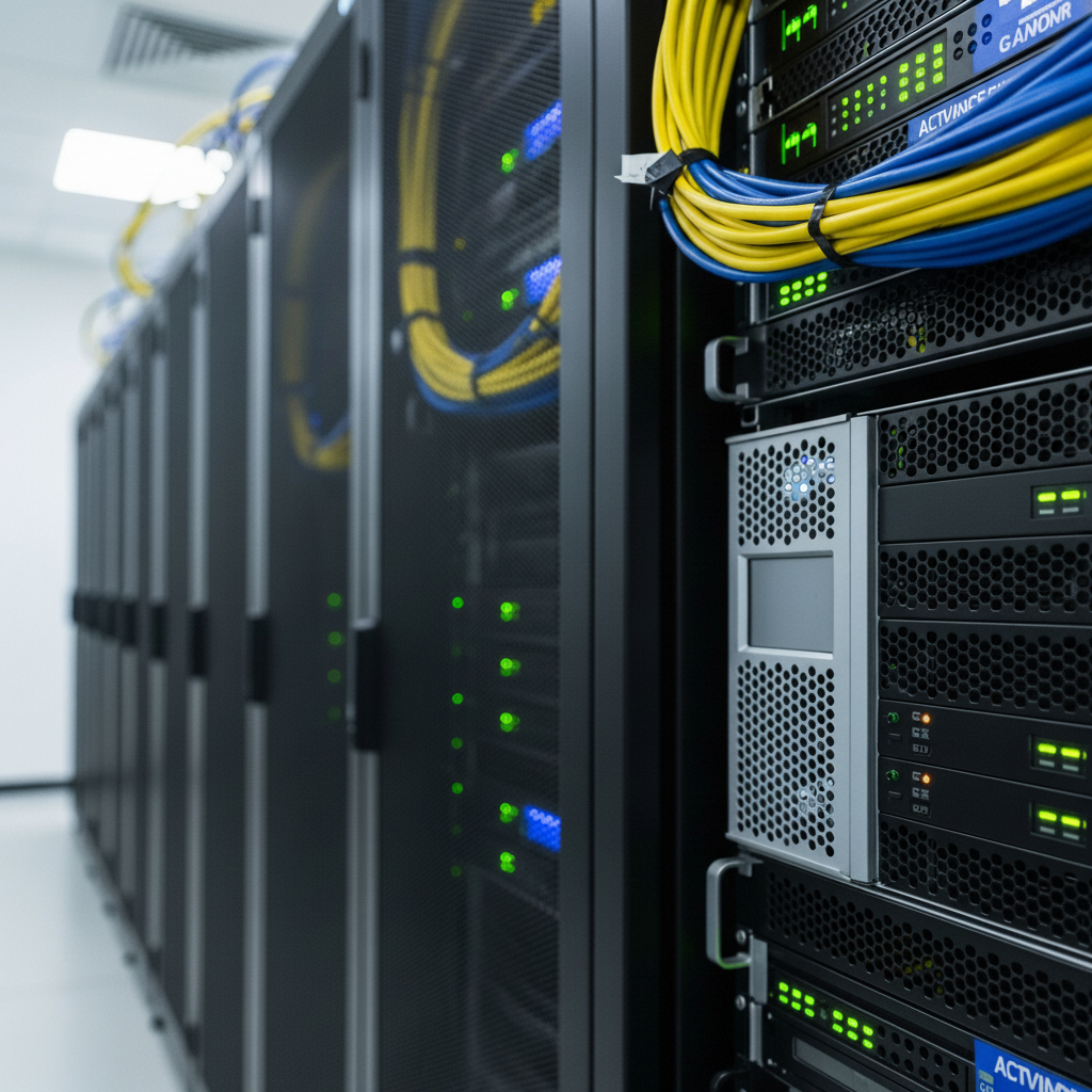 Dedicated sunucunun veri merkezindeki fiziksel görünümü. Dedicated Server, modern bir veri merkezinde izole edilmiş yüksek performanslı donanım mimarisi sunar.