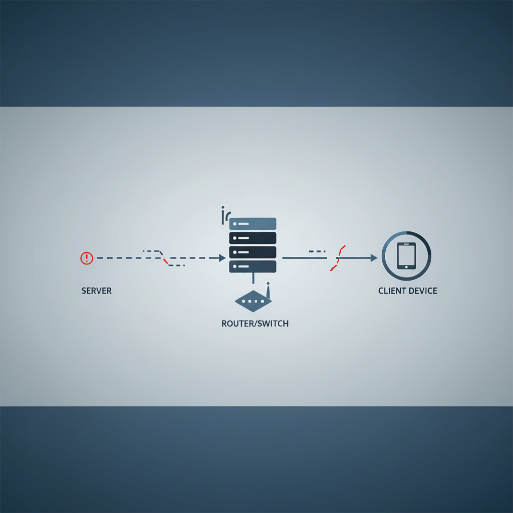 Connection Refused Hatası: Bir web sitesi ile sunucu arasındaki kesintiye uğramış ağ bağlantısını gösteren teknik bir görsel.